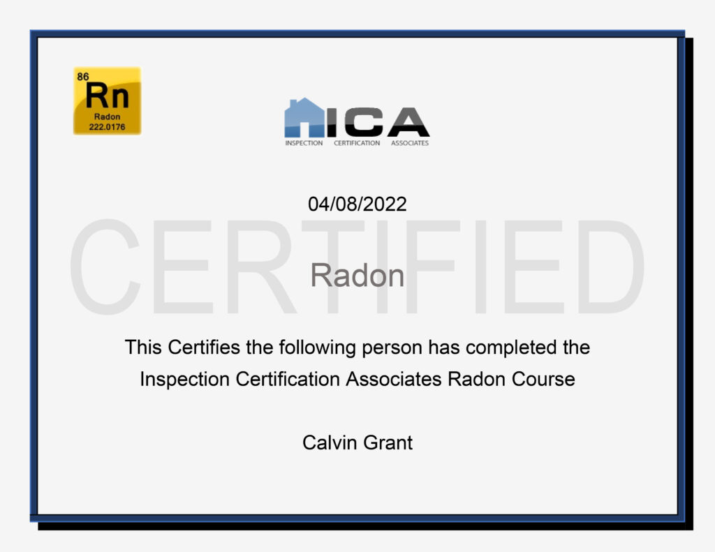 Radon Certificate Calvin - ICA